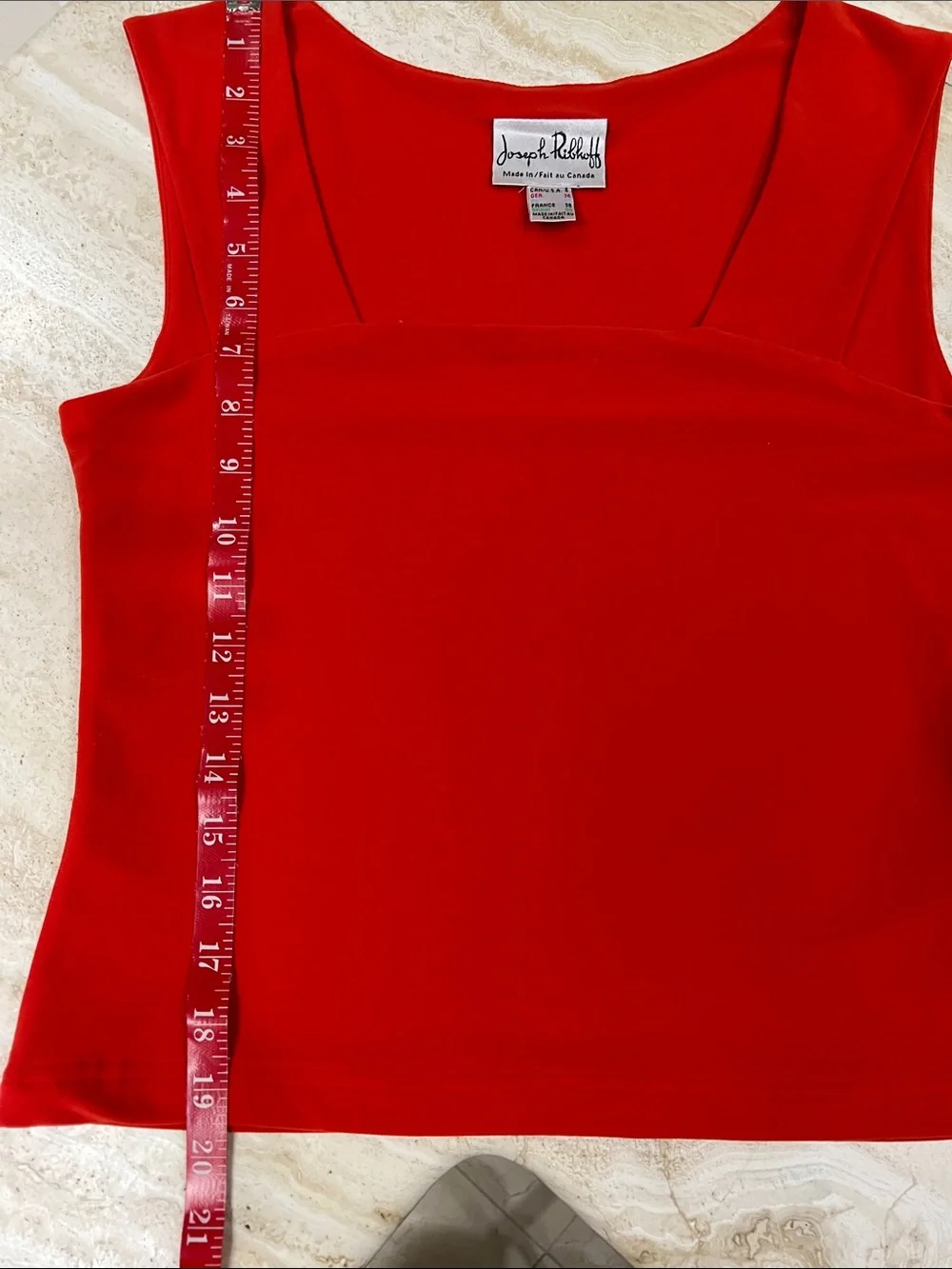 Joseph Ribkoff Bright Red-Orange Square-Neck Tank - Picture 5 of 9